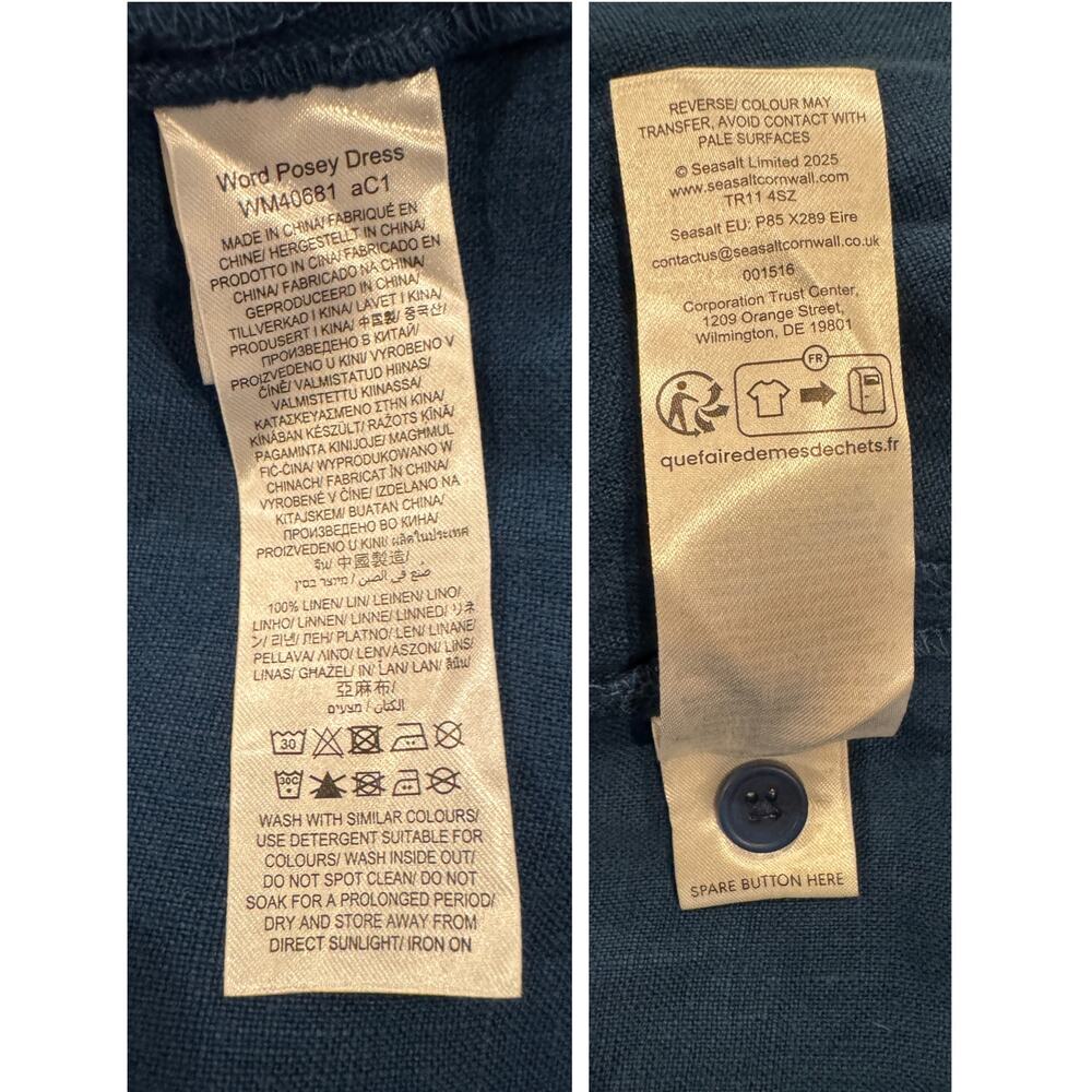NEW Seasalt Cornwall Word Posey Linen Button-Up Midi Dress Size US/10 - Picture 10 of 13